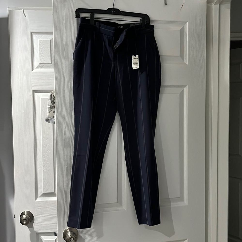 Express Navy Pinstripe Columnist Mid Rise Size 4